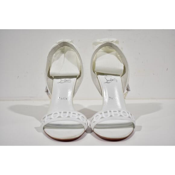 Christian Louboutin Wind Around 100 White Lace Up Tie Bridal Sandal Heel Pump 41 - Picture 4 of 10